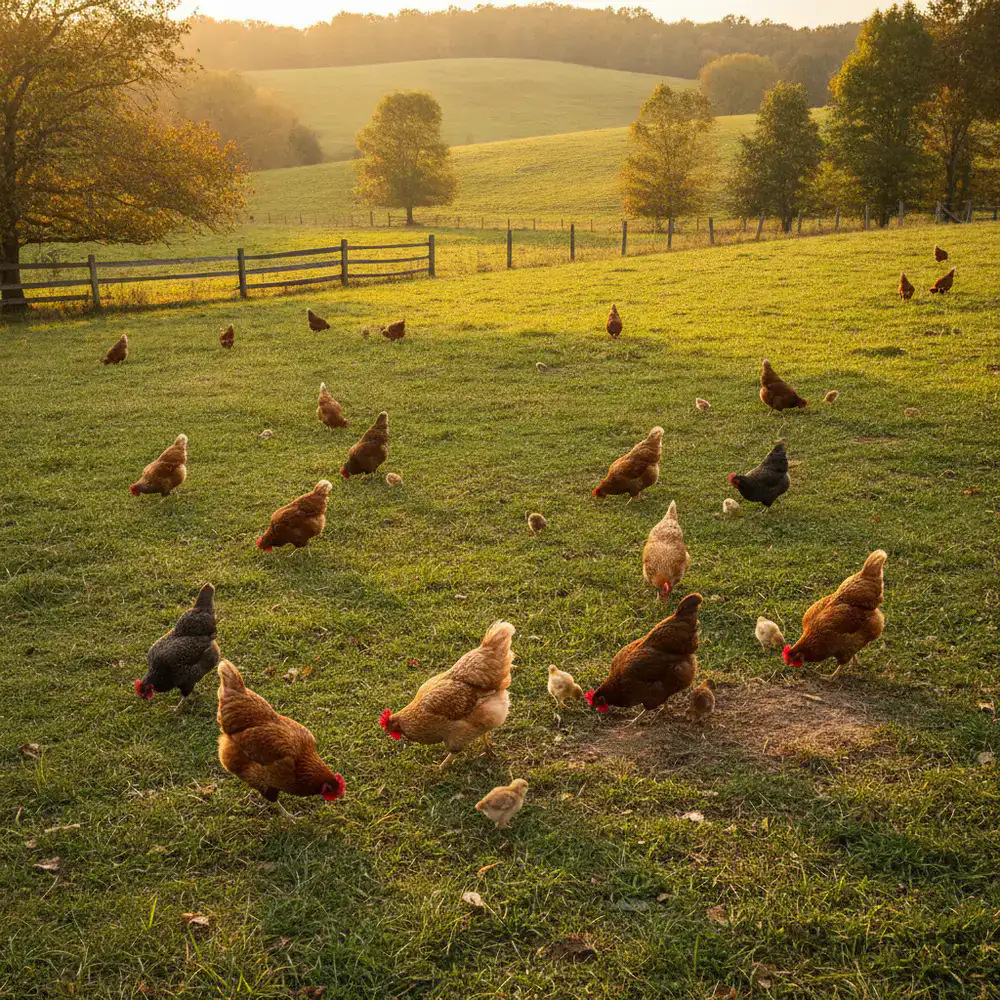Galline ruspanti che razzolano